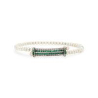 DIAMOND, EMERALD, AND PEARL BRACELET