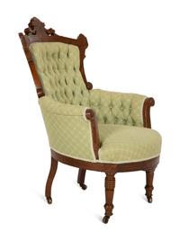 Two American Carved Mahogany Upholstered Chairs