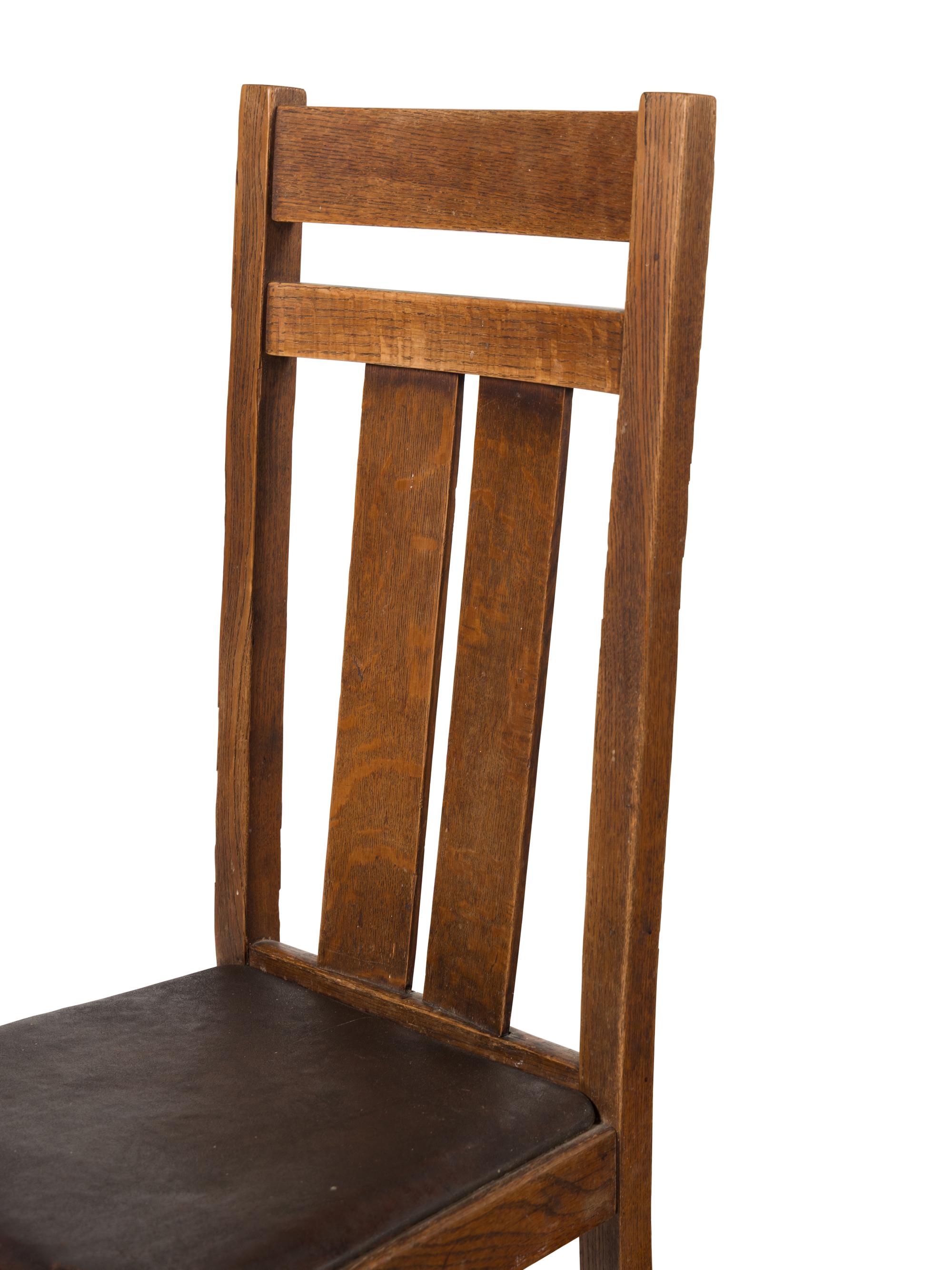 A Pair of American Arts and Crafts Oak Side Chairs