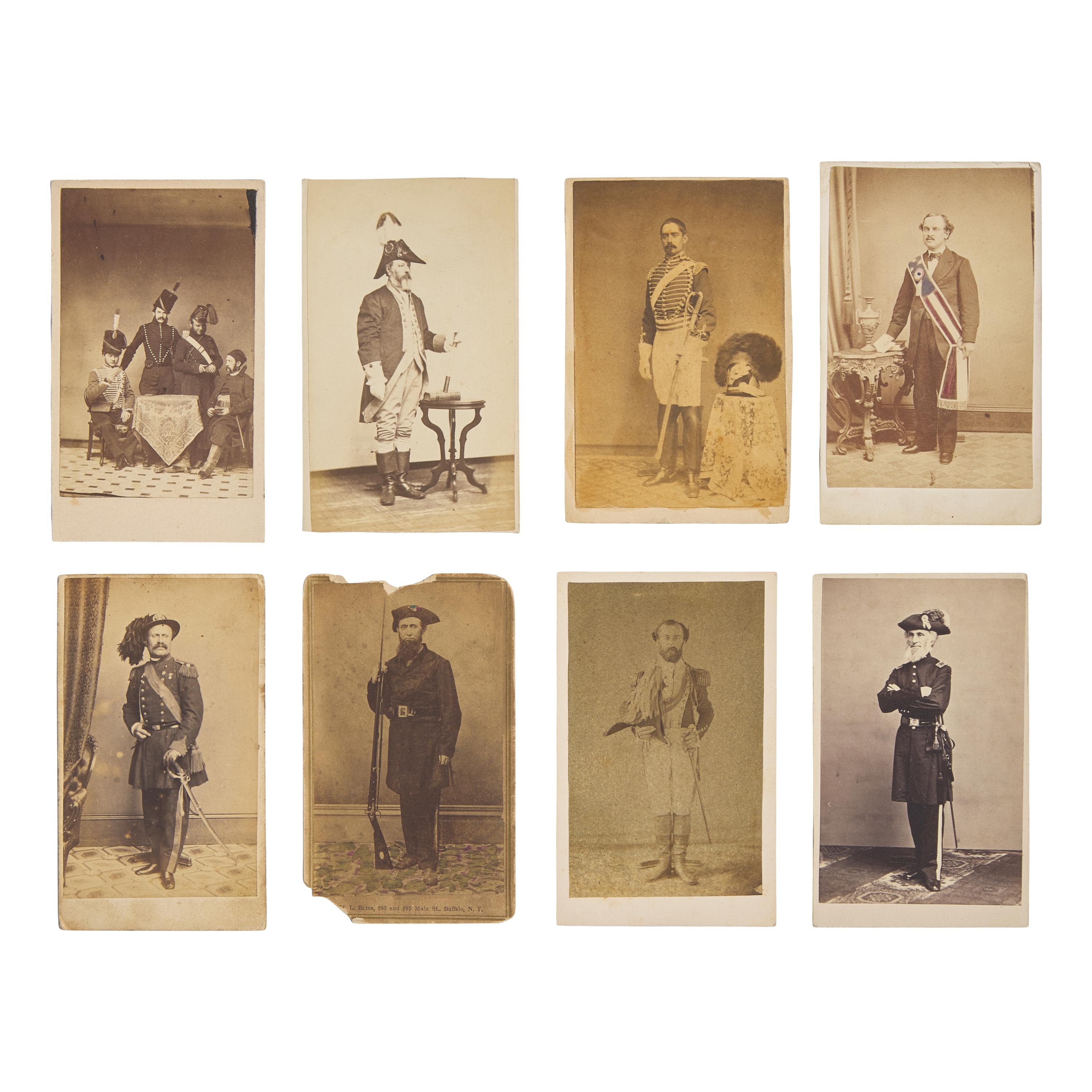 [Militaria] Group of 8 CDVs, including members of volunteer militias/military organizations including Union Continentals