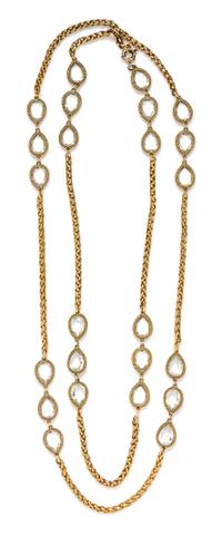 A Chanel Gilt Metal and Faceted Glass Sautoir,