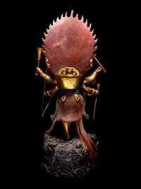 A Large Gilt and Red Lacquered Wood Figure of Mahakala