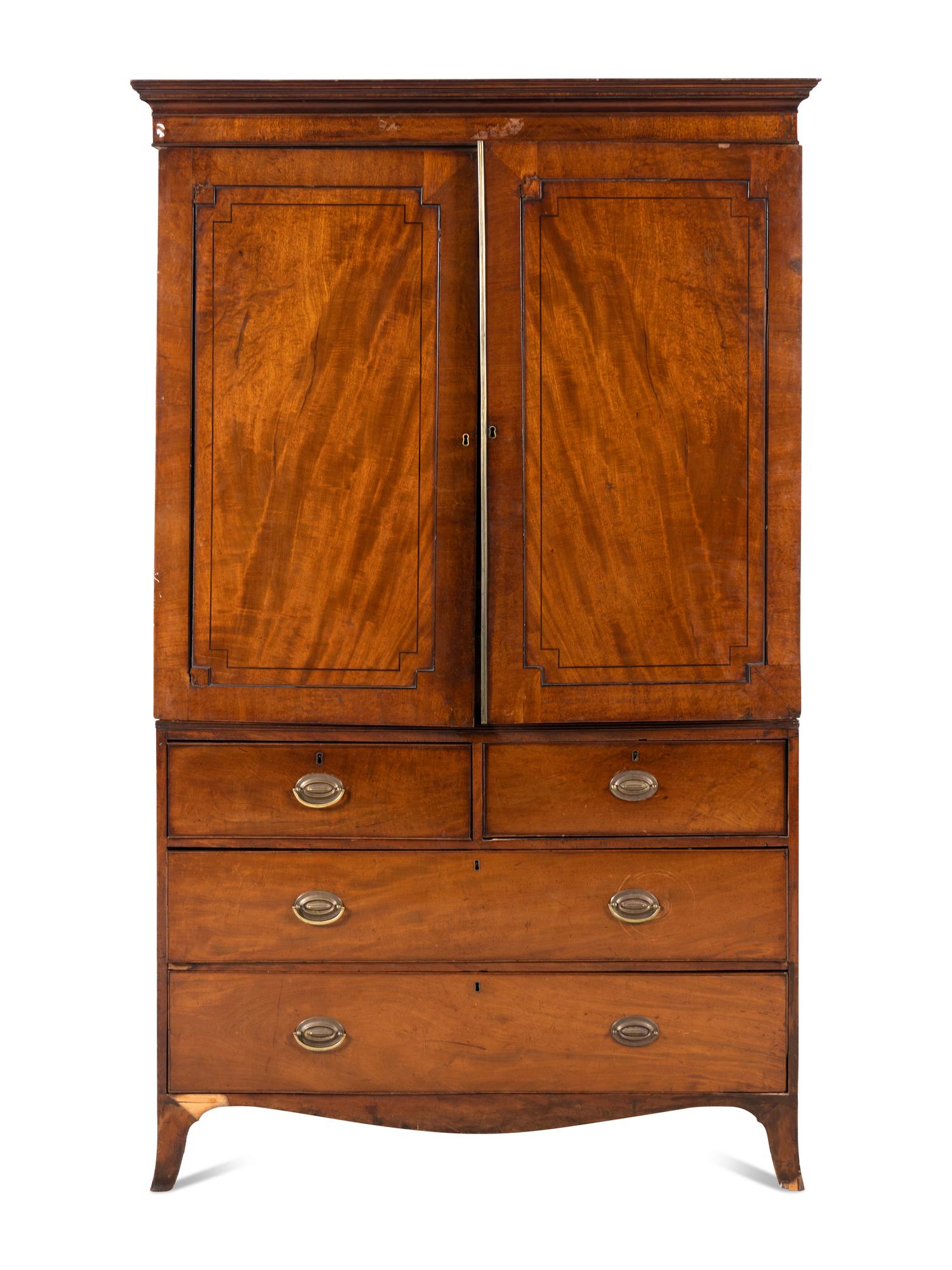 A Regency Style Mahogany Linen Press