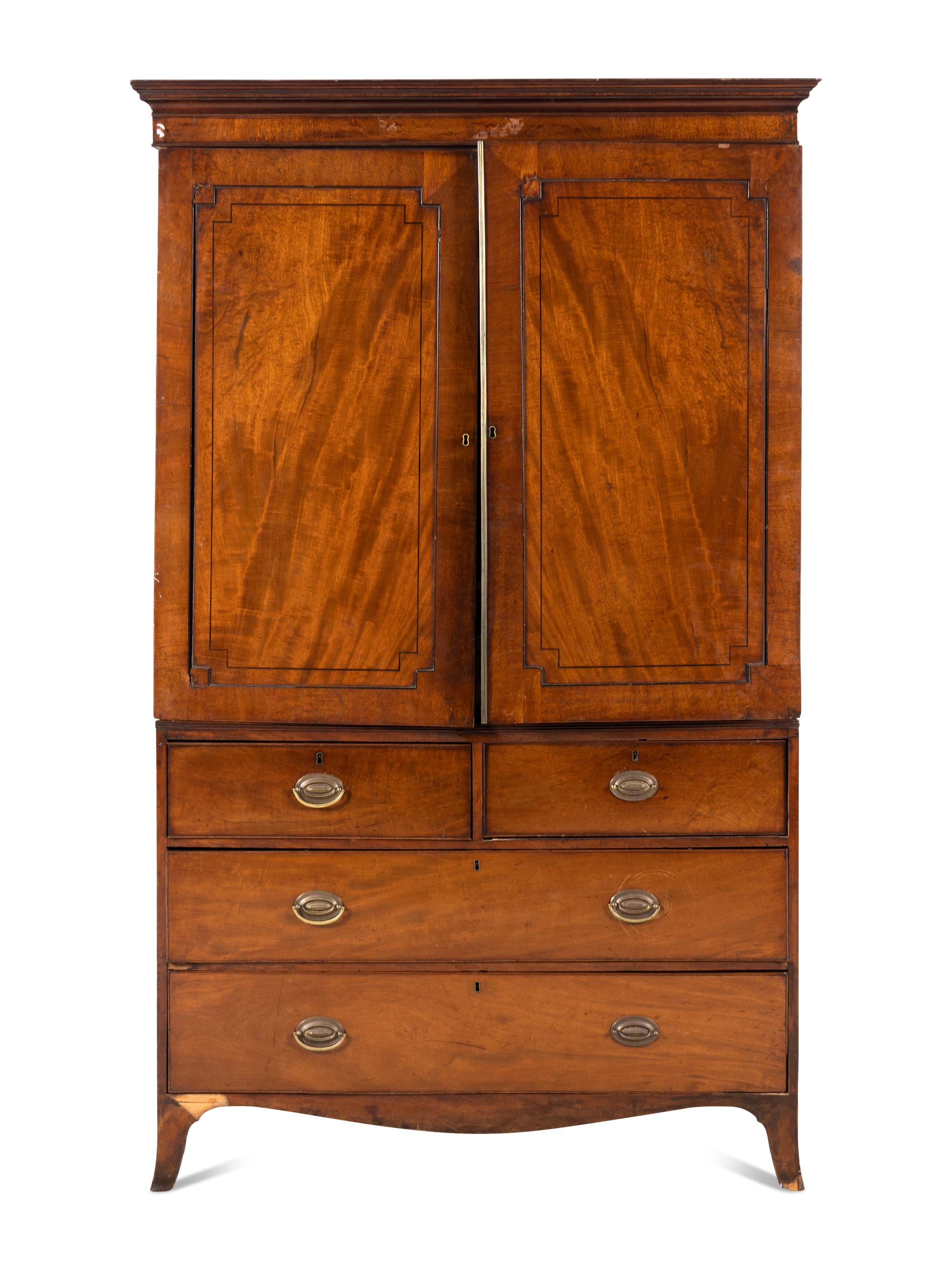 A Regency Style Mahogany Linen Press