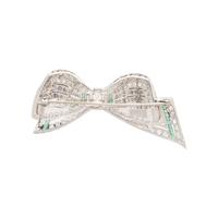 ART DECO, DIAMOND AND EMERALD BOW BROOCH
