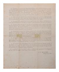 [CIVIL WAR]. BENJAMIN, Judah Philip (1811-1884). Autograph note signed ("J. P. Benjamin"), as Acting Confederate States Secretary of War, to Hon. J. L. M. CURRY. Richmond, 21 November 1861.