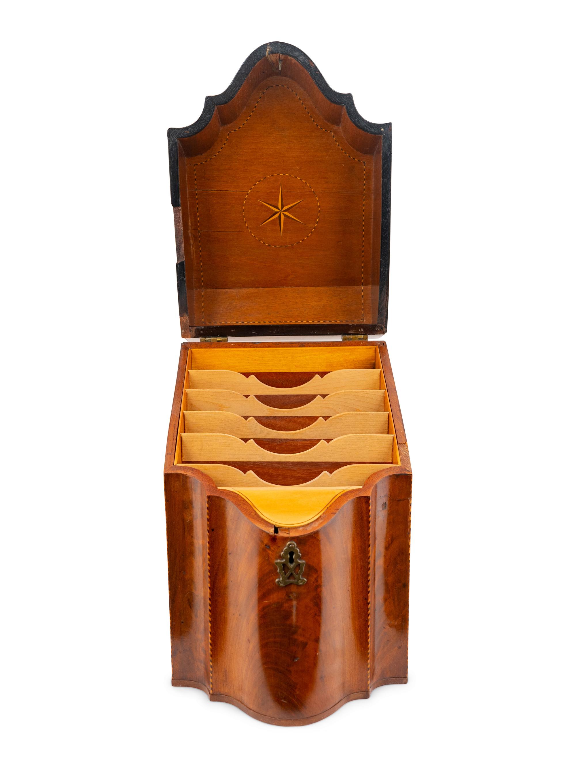 A George III Style Inlaid Mahogany Knife Box — LATE 19TH CENTURY/ EARLY 20TH CENTURY