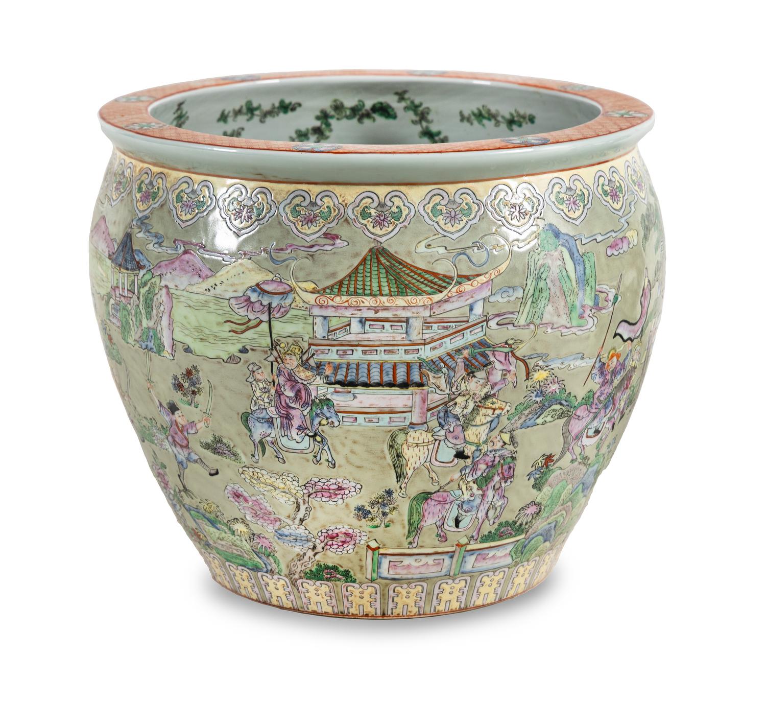 A Chinese Famille Rose Porcelain Fish Pot