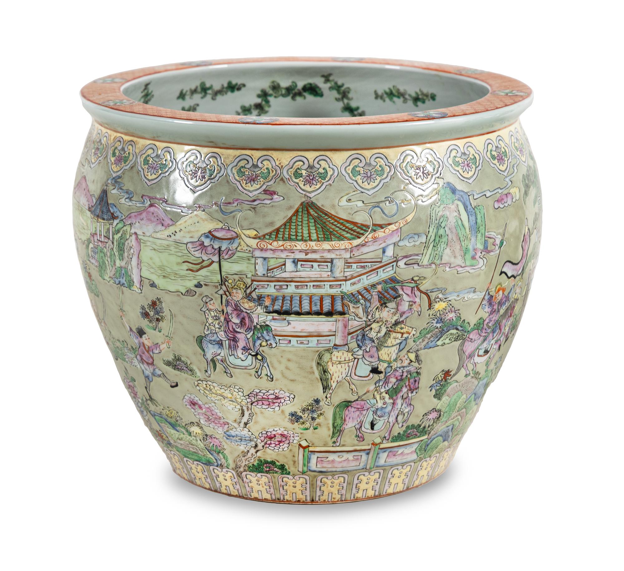 A Chinese Famille Rose Porcelain Fish Pot