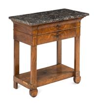 A North German Burl Walnut Marble Top Side Table