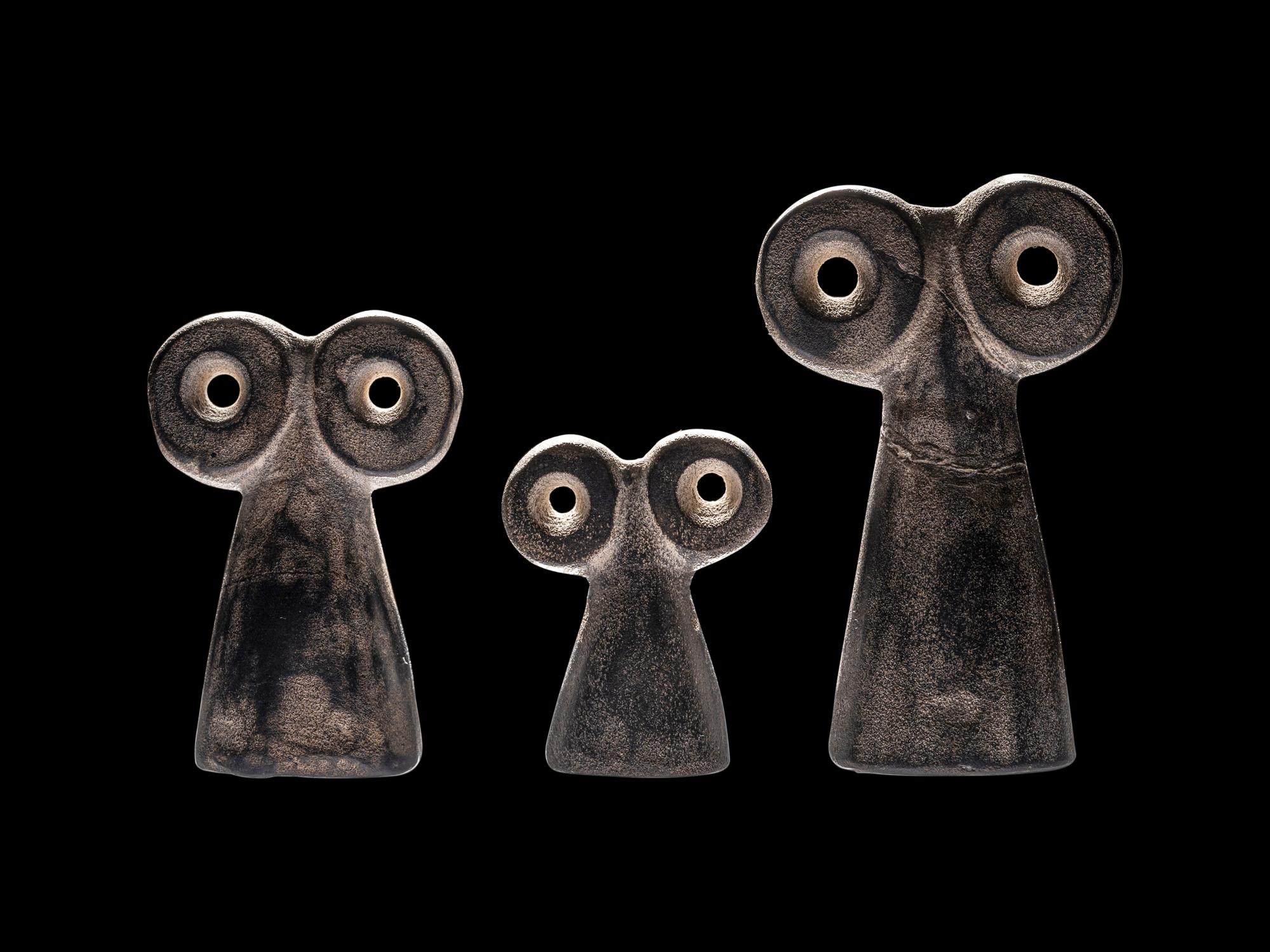 Three Syrian Stone Spectacle Idols
