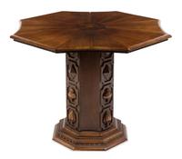 An Italian Renaissance Style Walnut Pedestal Table Height of first 28 inches. — 20TH CENTURY