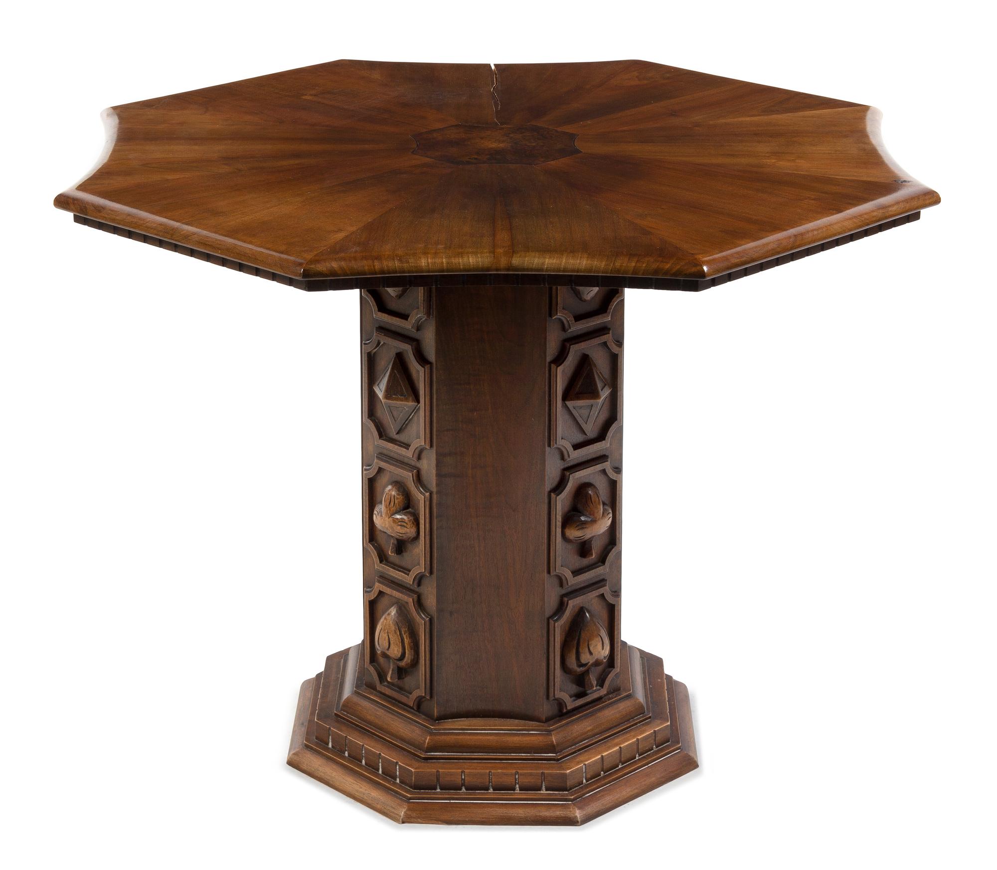 An Italian Renaissance Style Walnut Pedestal Table Height of first 28 inches. — 20TH CENTURY