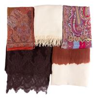 Five Designer Scarves: One Giorgio Armani, One Oscar de la Renta, One Valentino, Two Etro