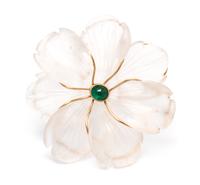 A Rock Crystal, Yellow Gold, and Emerald Brooch 28.70 dwts.