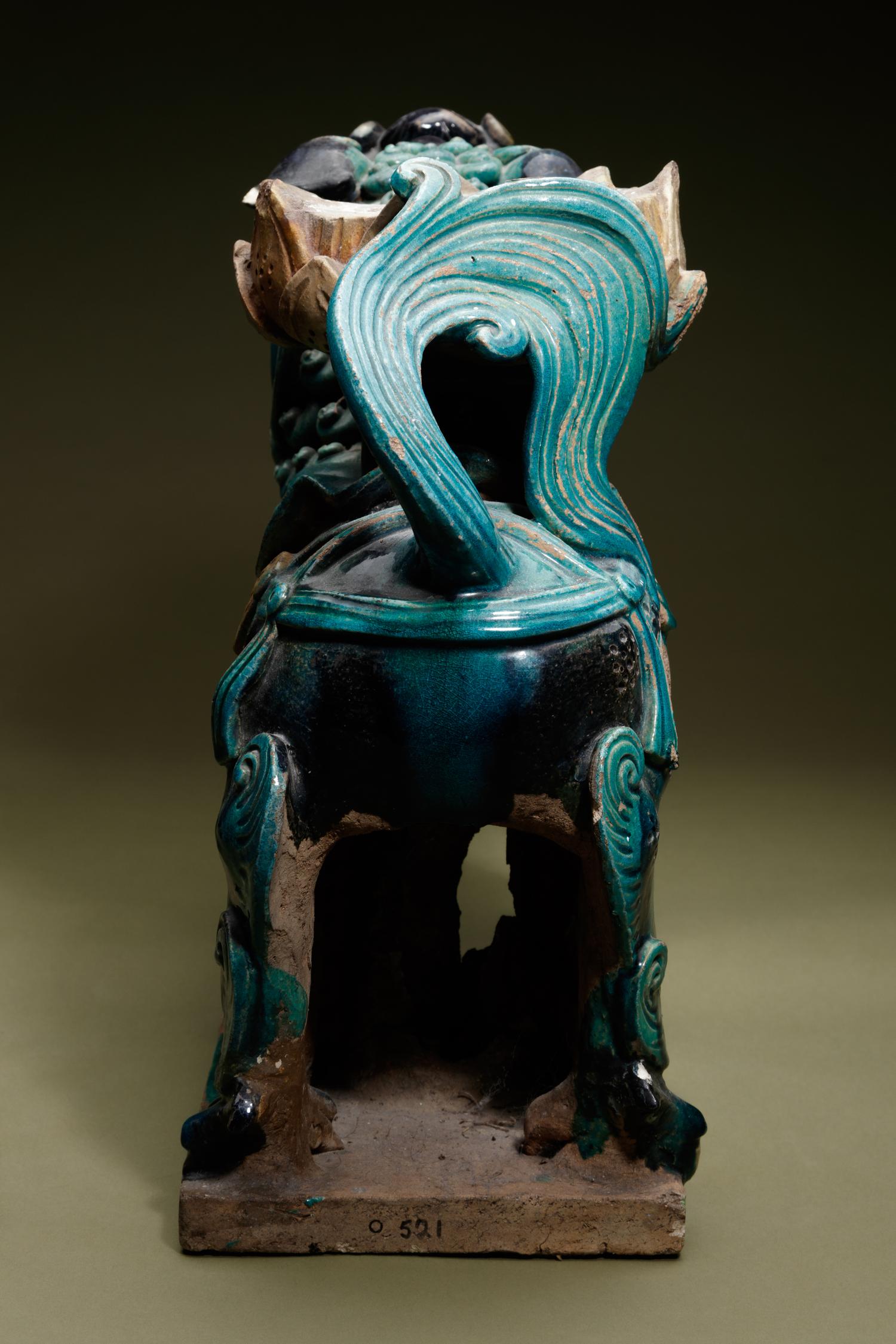A Turquoise, Blue and Yellow Glazed Tilewoks 'Lion' Stand