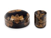 Two Japanese Gilt and Black Lacquered Boxes