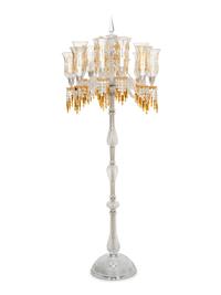 A Pair of Baccarat Zénith Clear and Amber Cut Glass Twelve-Light Torchères