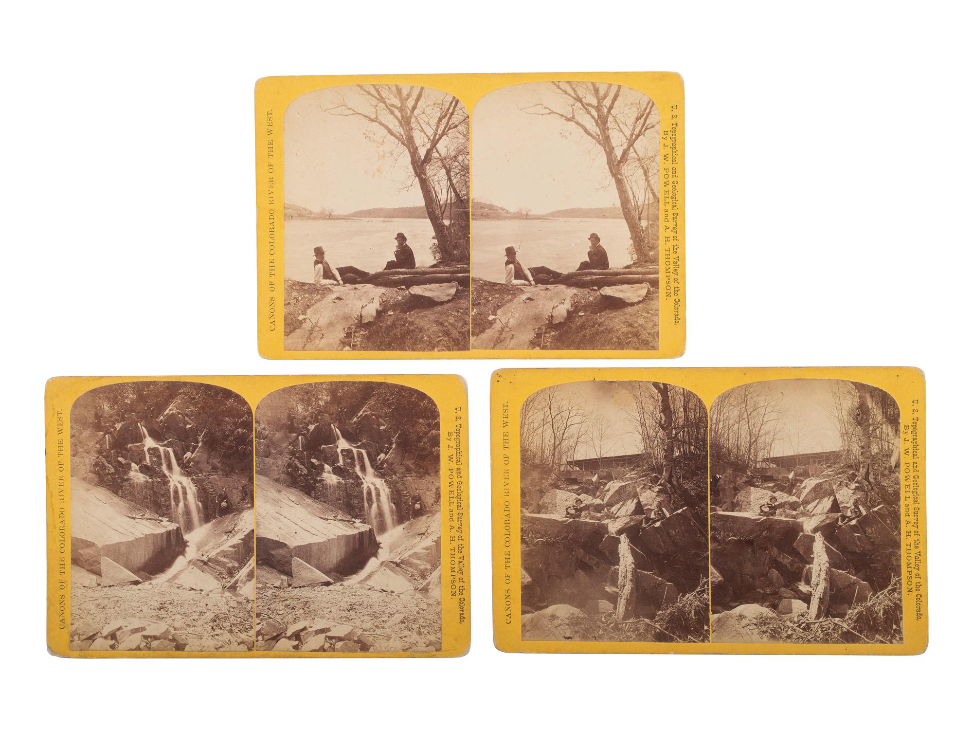[NATIVE AMERICANS] -- [EARLY PHOTOGRAPHY]. A group of 7 stereoviews, incl. Southern Cheyenne subjects by John K. Hillers and landscape scenes of the Potomac River.