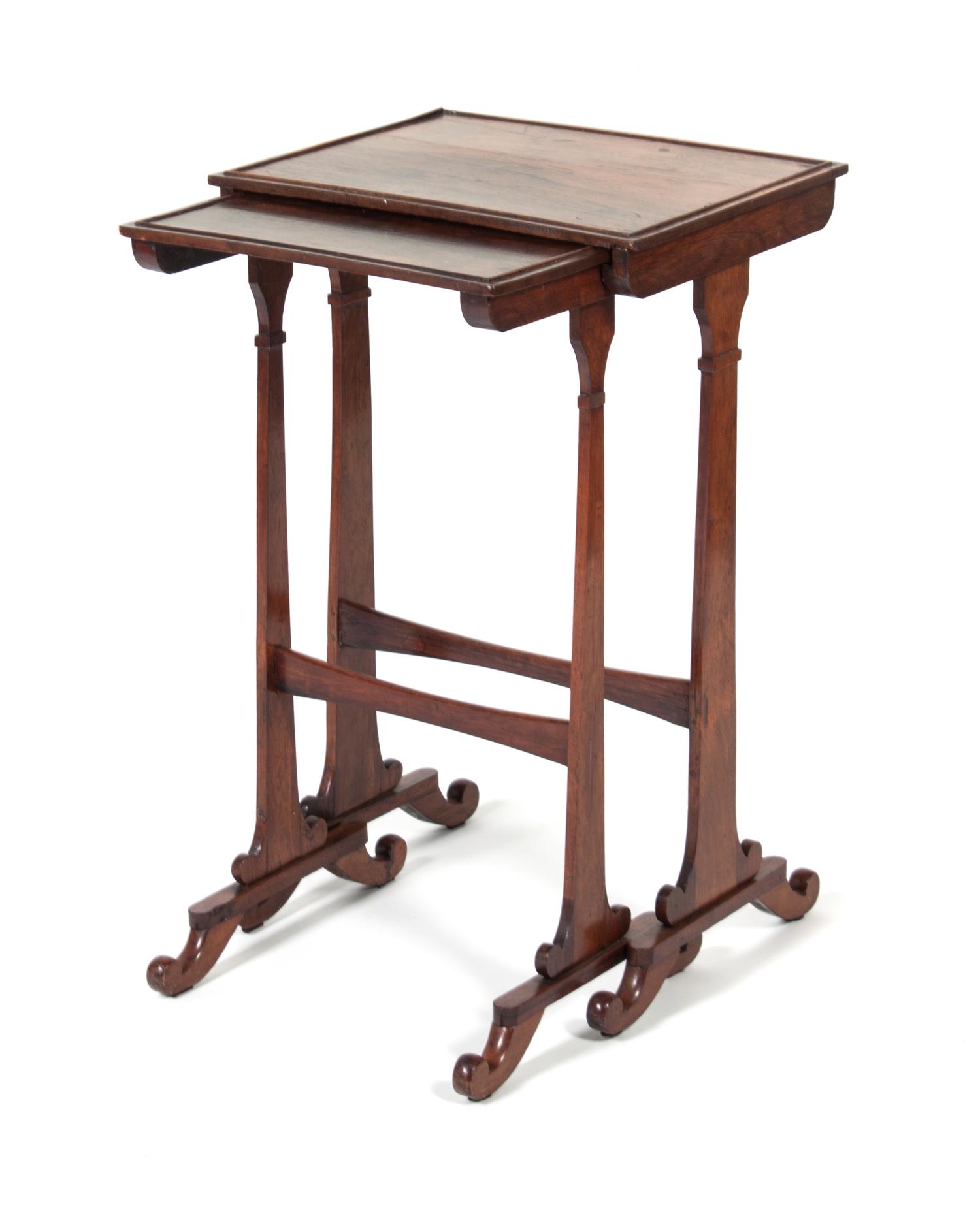 A Set of Nesting Tables Height of largest 28 1/2 x width 17 1/2 x depth 15 3/4 inches.