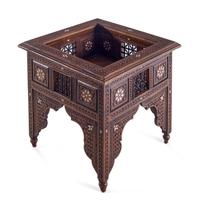 A Near Pair of Syrian Carved and Inlaid Walnut Low Vitrine Tables