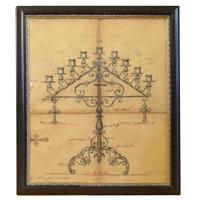 A Framed Original Working Drawing from the Estate of Jose Thenee 27.75" W x 1" D x 33" H — Argentina, Circa 1930