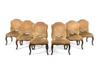 A Set of Six Louis XV Style Walnut Side Chairs