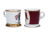 Two Military Related Porcelain Shaving Mugs, One Belonging to William Verbeck