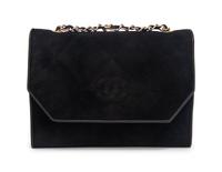 Chanel Black Suede Shoulder Bag