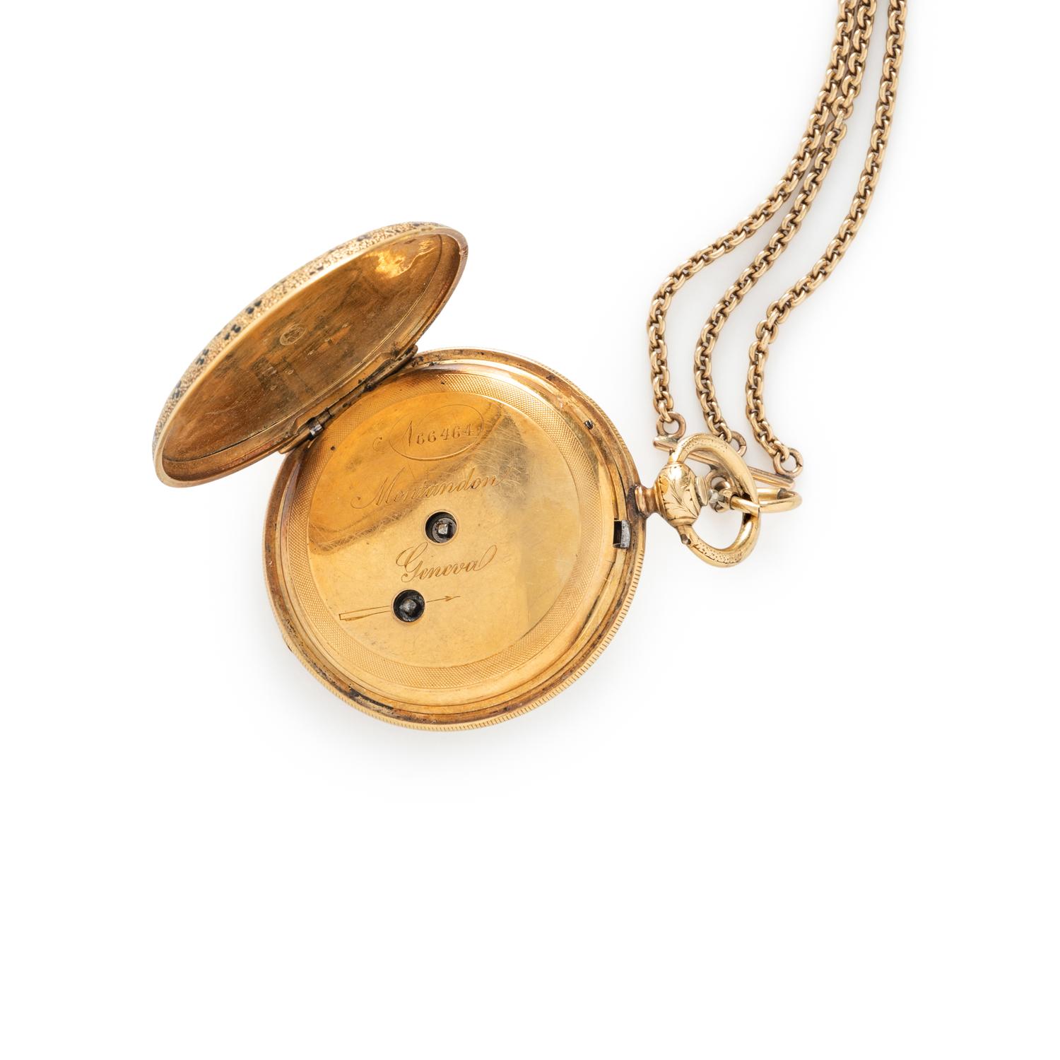 MONTANDON GENEVA, YELLOW GOLD POCKET WATCH