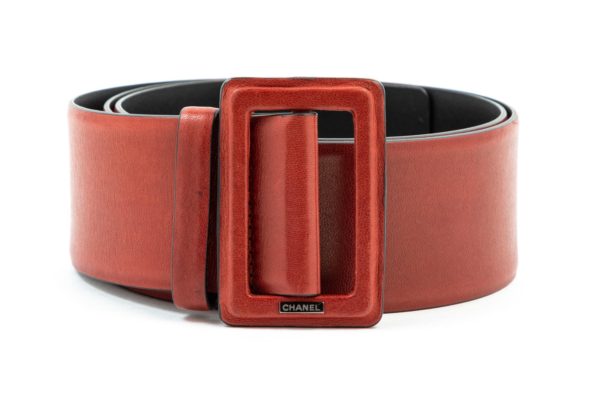Chanel Red Leather Belt, 1990-2000s