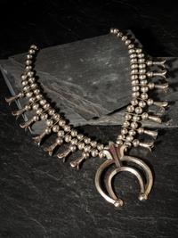 Navajo Silver Squash Blossom Necklace