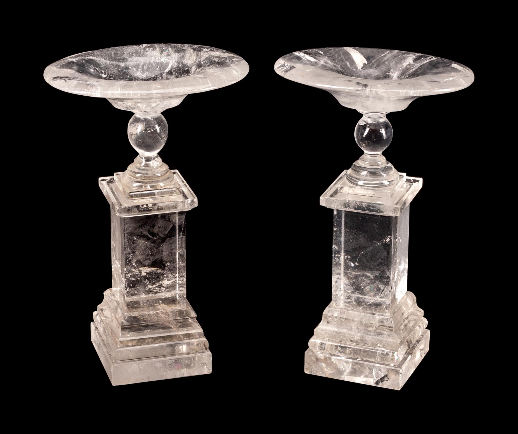 A Pair of Neoclassical Style Rock Crystal Tazzae