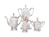 An American Arts & Crafts Silver-Plate Four-Piece Tea Service