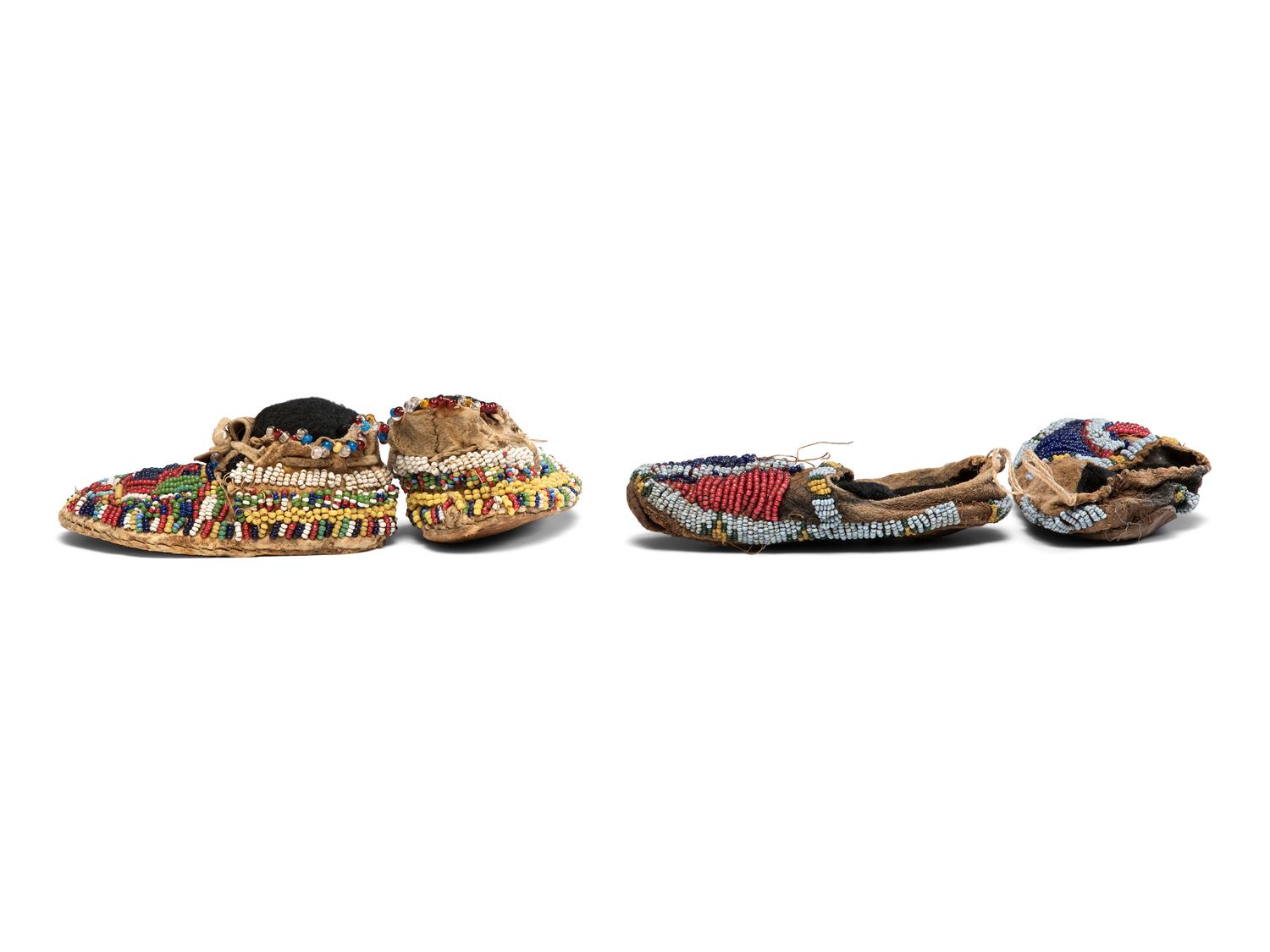 Sioux Child's Beaded Hide Moccasins