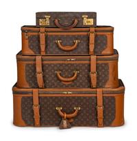 Three Louis Vuitton Soft-Sided Suitcases by French Company and One Briefcase, Late 20th Century
