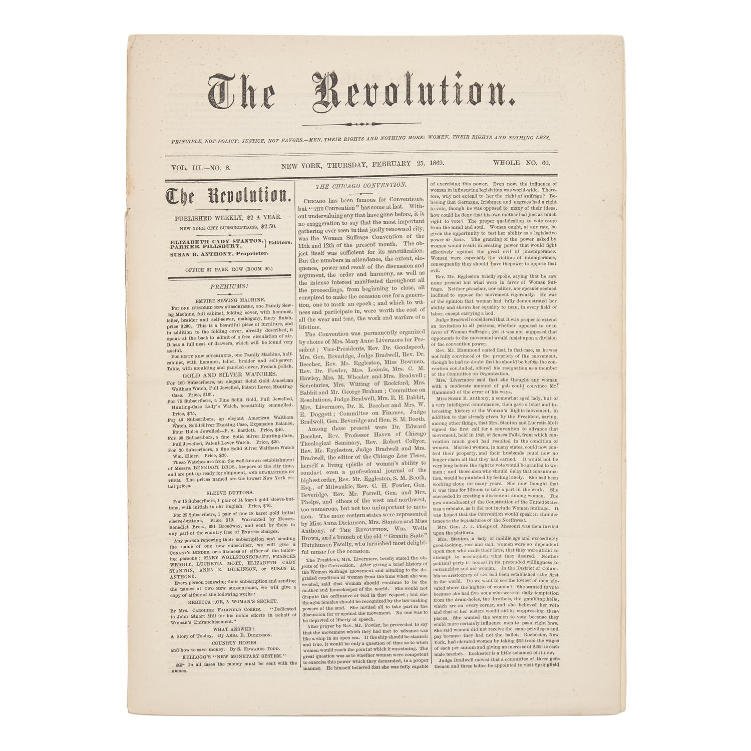 [Women's Rights] Group of 3 Items Related to Women's Suffrage, ca. 1869-1915