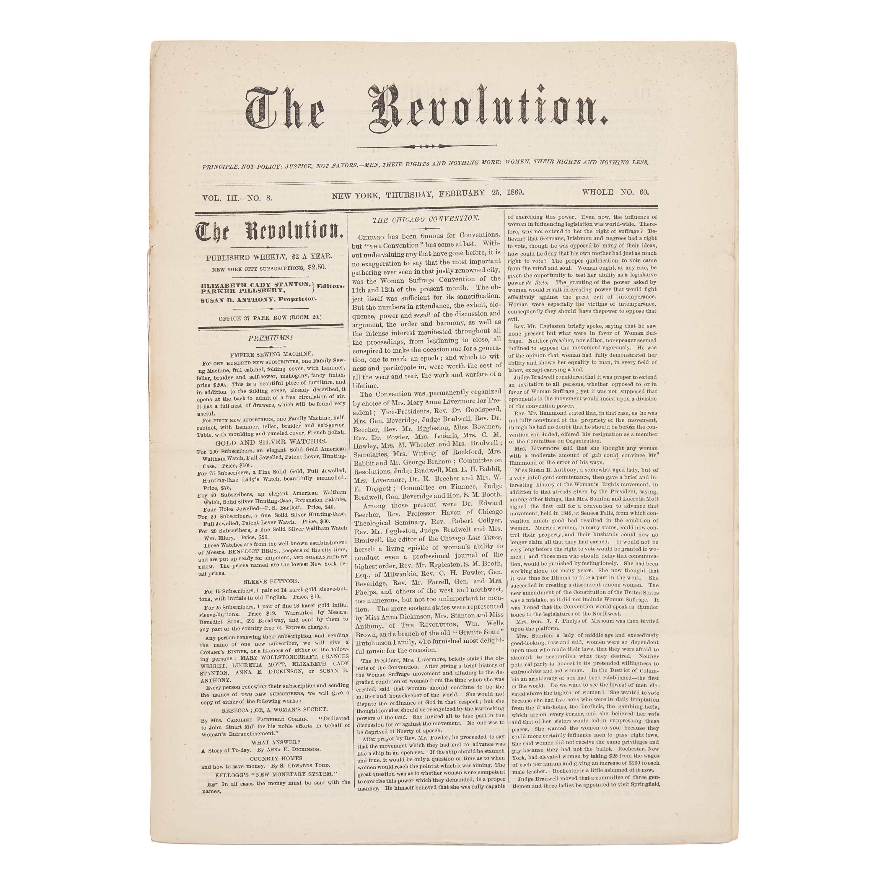 [Women's Rights] Group of 3 Items Related to Women's Suffrage, ca. 1869-1915