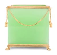 A French Gilt Metal and Green Opaline Glass Cache Pot