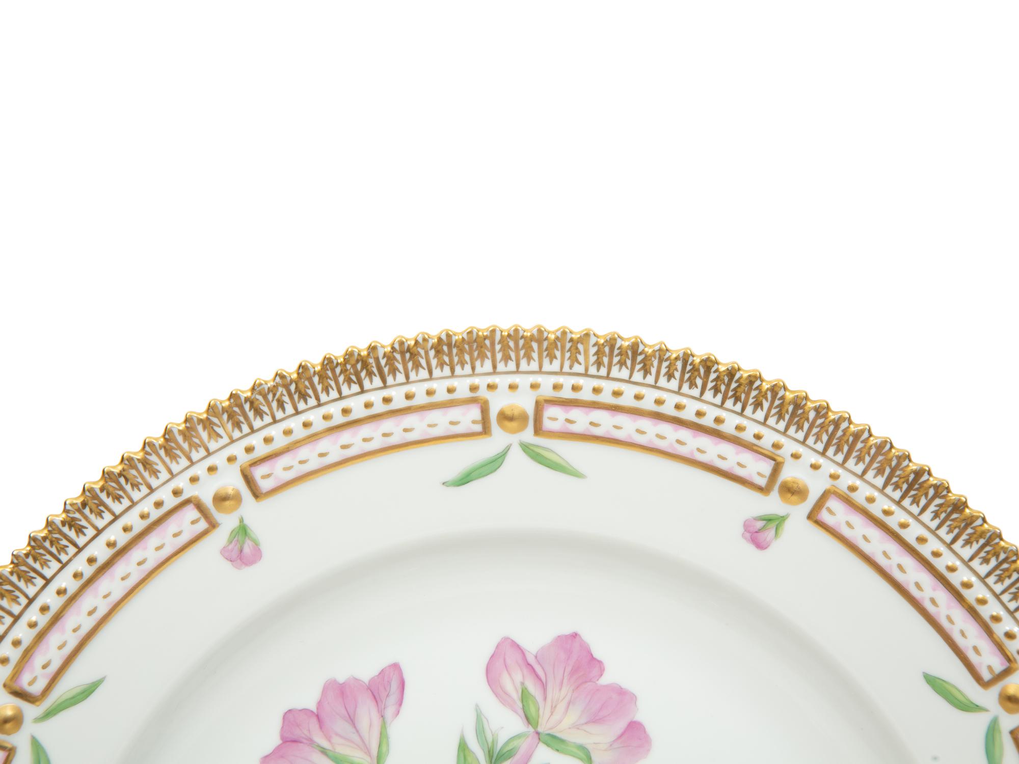 Thirteen Royal Copenhagen Flora Danica Porcelain Dinner Plates