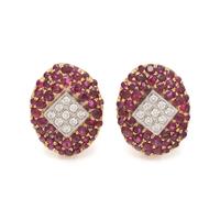 RUBY AND DIAMOND EARCLIPS