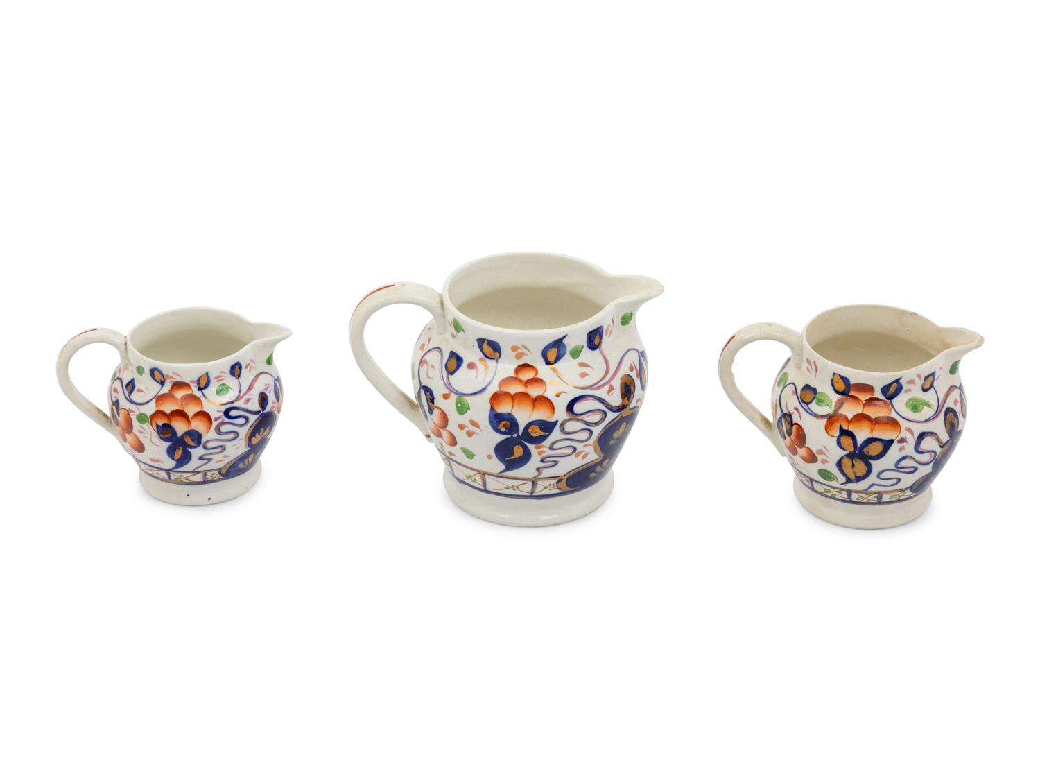 Three English Ironstone Pitchers
