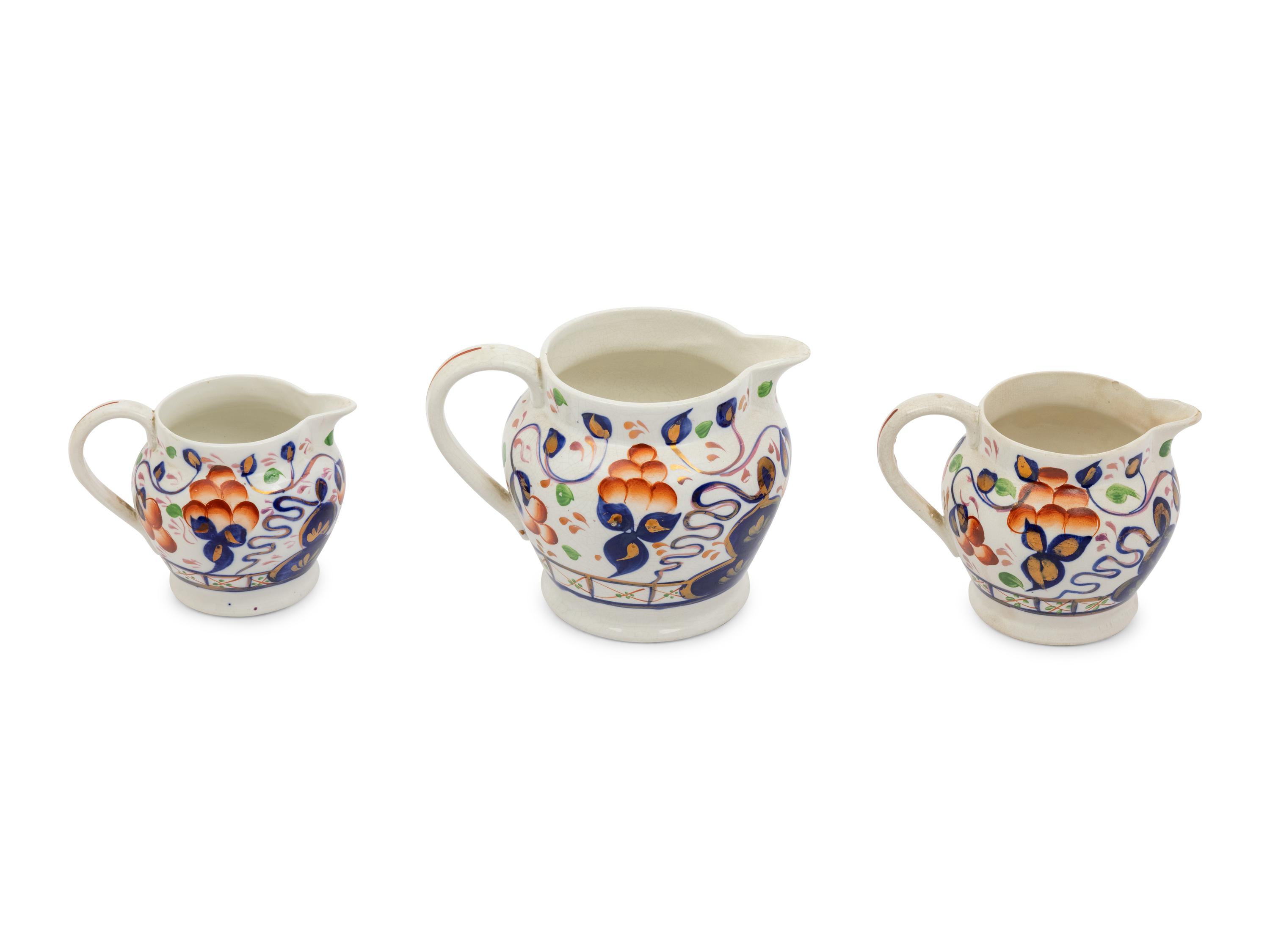 Three English Ironstone Pitchers