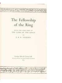 TOLKIEN, J.R.R. (1892-1973). [The Lord of the Rings trilogy:] The Fellowship of the Ring . 1954. -- The Two Towers . 1954. -- The Return of the King . 1955. All London: Allen & Unwin Ltd.