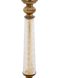 A Pair of Gilt Metal and Cut Glass Mounted Lamps