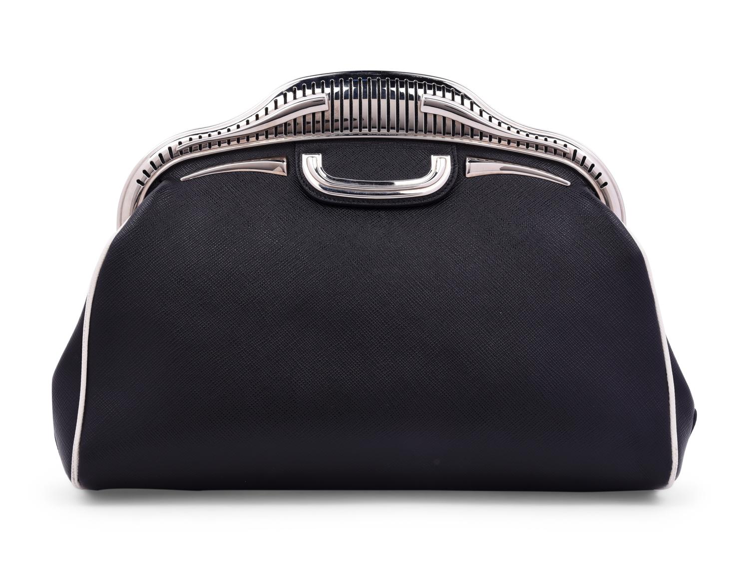 Prada Double Rose Saffiano Clutch Bag, 2000s