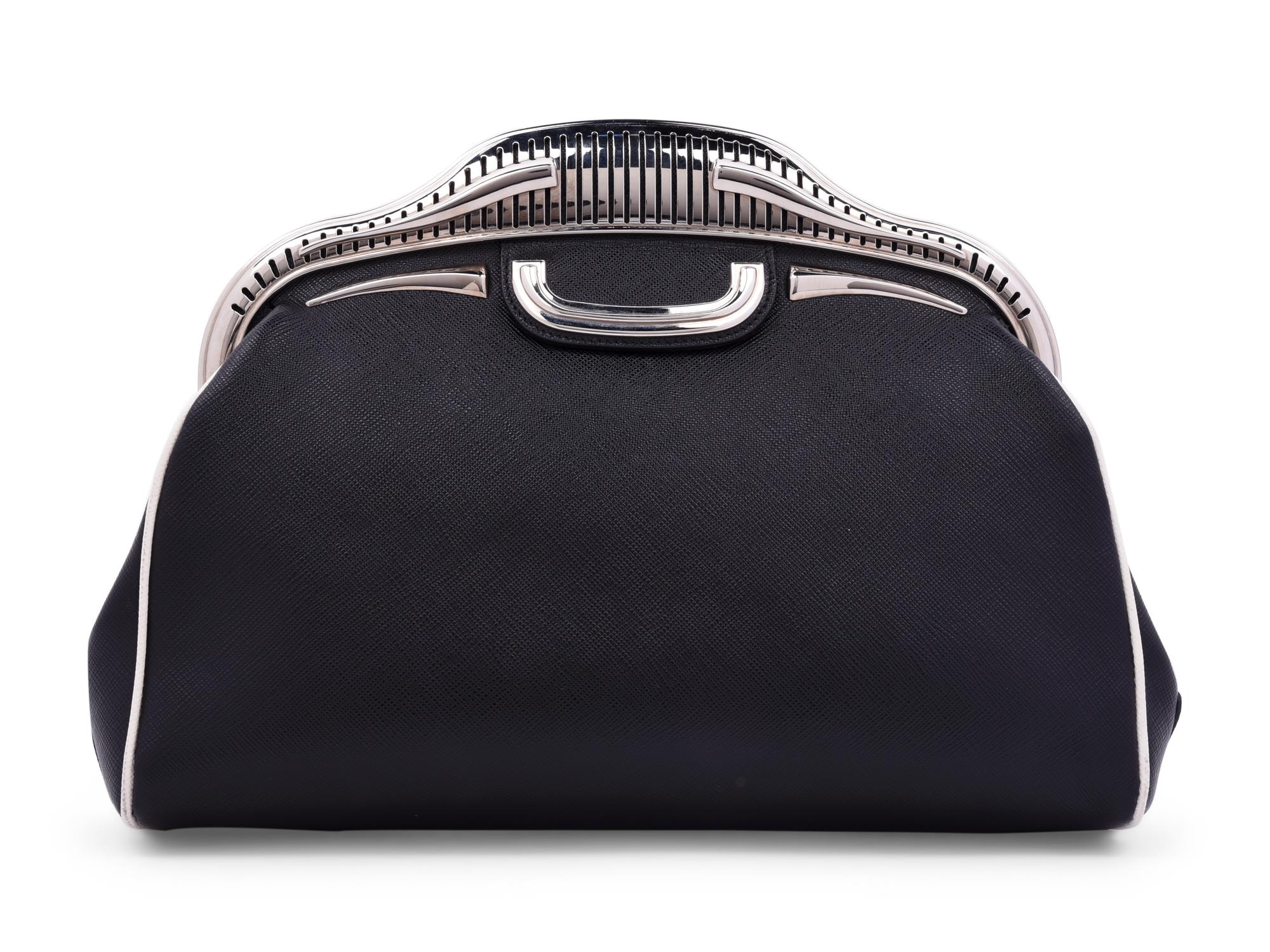 Prada Double Rose Saffiano Clutch Bag, 2000s