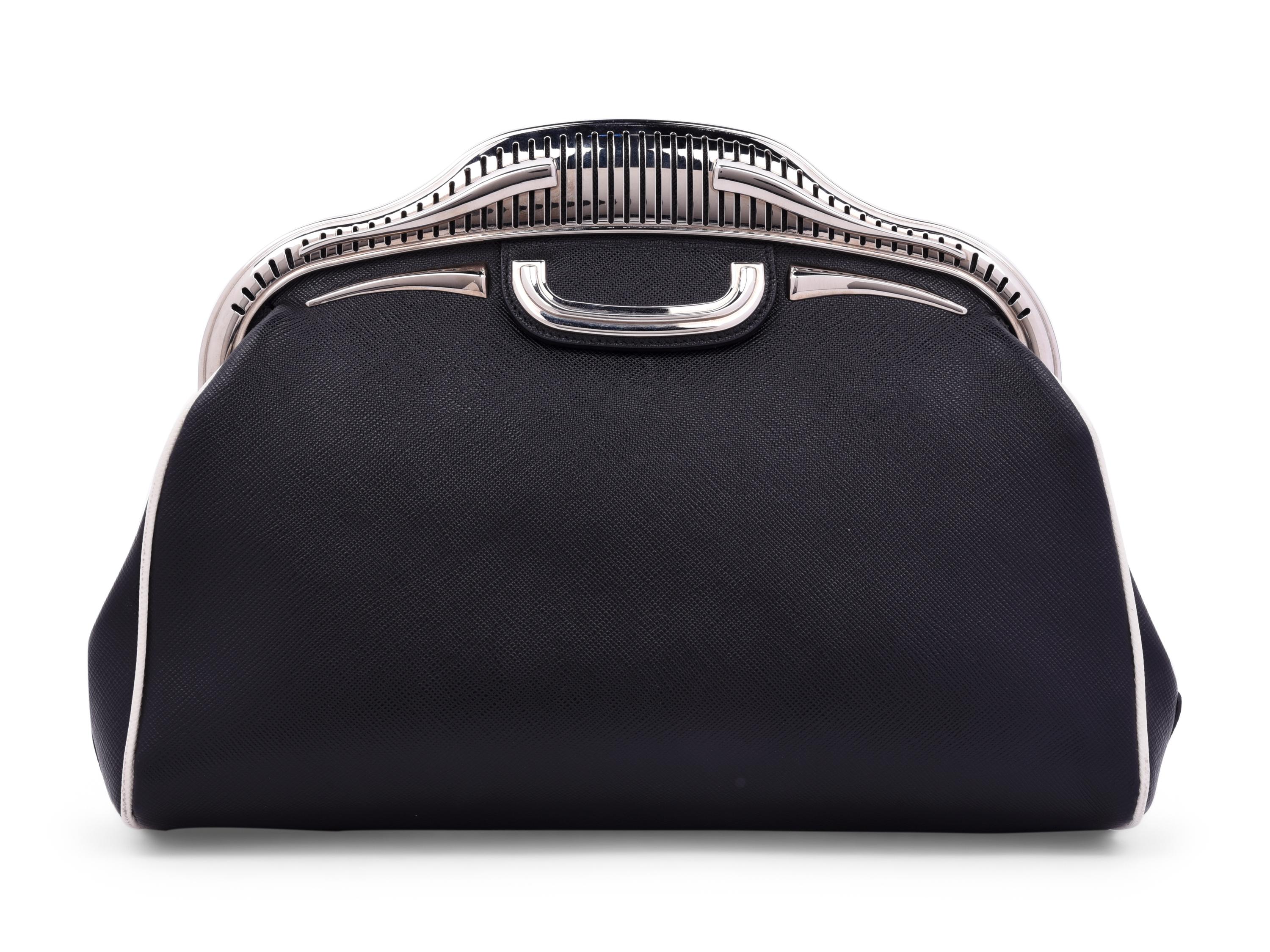 Prada Double Rose Saffiano Clutch Bag, 2000s