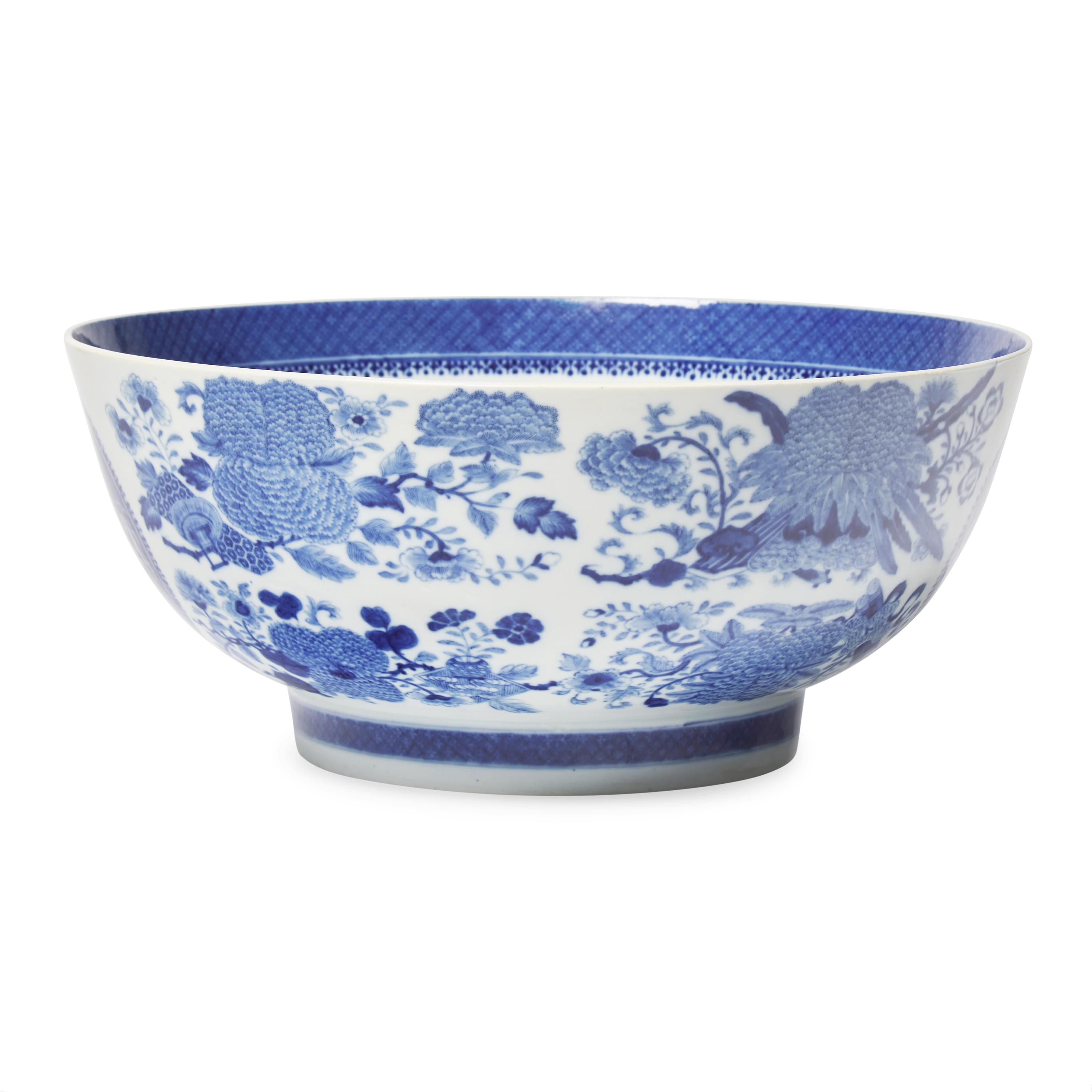 A Chinese Export Porcelain Blue Fitzhugh Punch Bowl