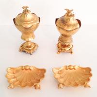 Four Gilt Metal Articles Height of tallest 8 1/2 inches.